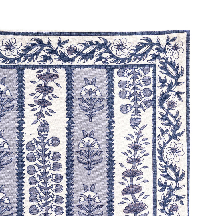 Avignon Blue Marine Botanical Linen Placemats 15" x 18" Set of 6