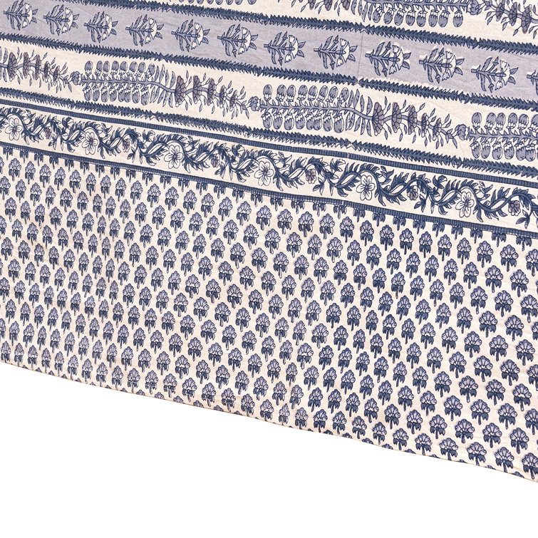 Blue Marine Floral Rectangular Fabric Tablecloth 71x128