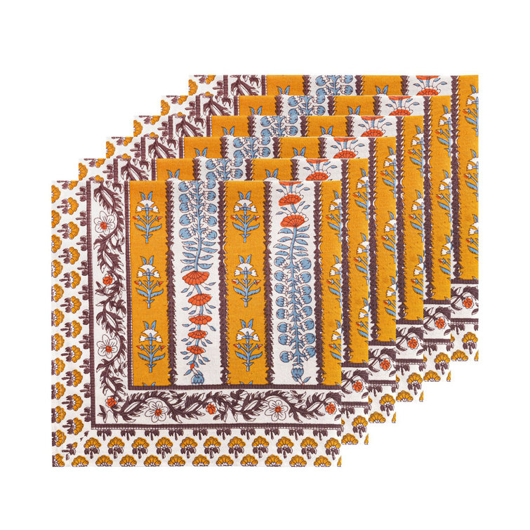 Avignon Dijon and Blue Cotton Botanical Napkins, Set of 6
