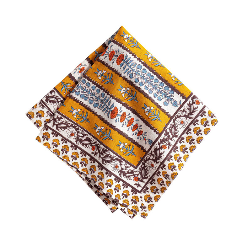 Avignon Dijon and Blue Cotton Botanical Napkins, Set of 6