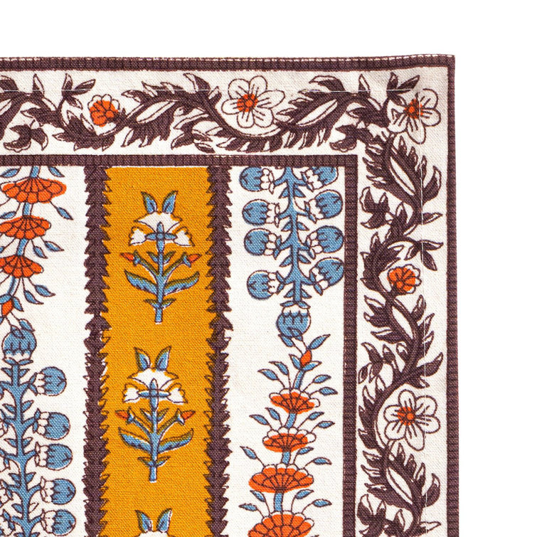 Dijon and Blue Botanical Linen Placemats Set of 6