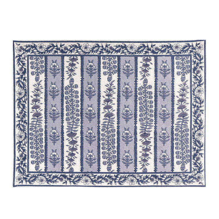 Avignon Blue Marine Botanical Linen Placemats 15" x 18" Set of 6