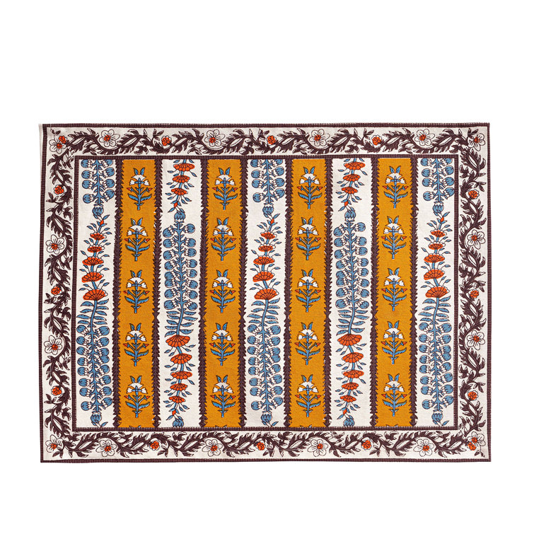 Dijon and Blue Botanical Linen Placemats Set of 6