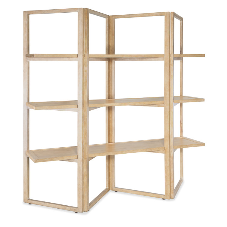 Beige Oak Veneer Transitional Folding Etagere with Shelves