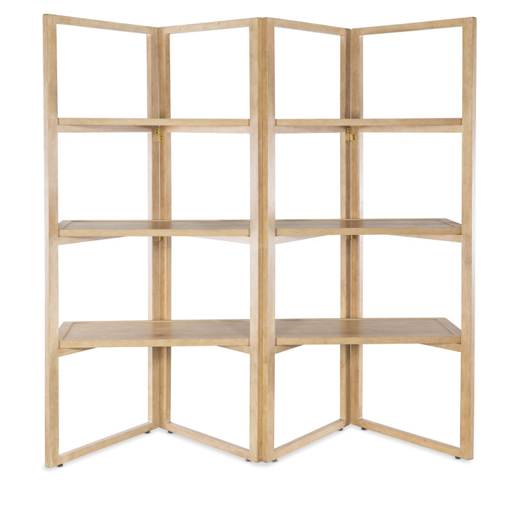 Beige Oak Veneer Transitional Folding Etagere with Shelves