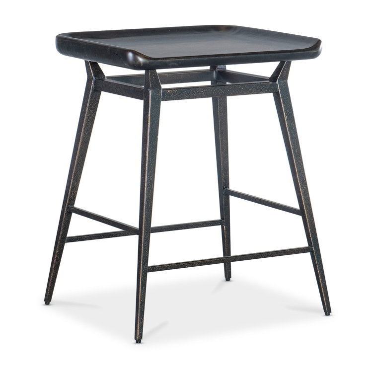 Black Sand Wood and Metal Backless Stool