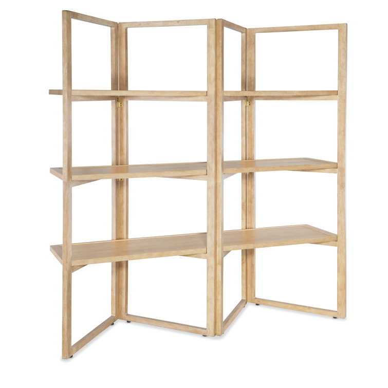 Beige Oak Veneer Transitional Folding Etagere with Shelves