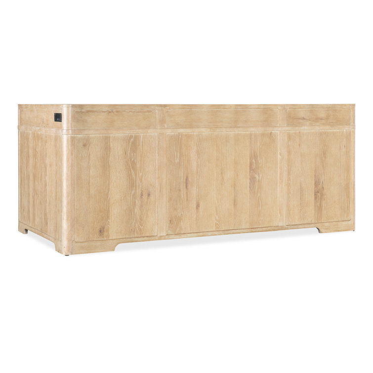Beige Oak and Maple Executive Desk with Filing Cabinet
