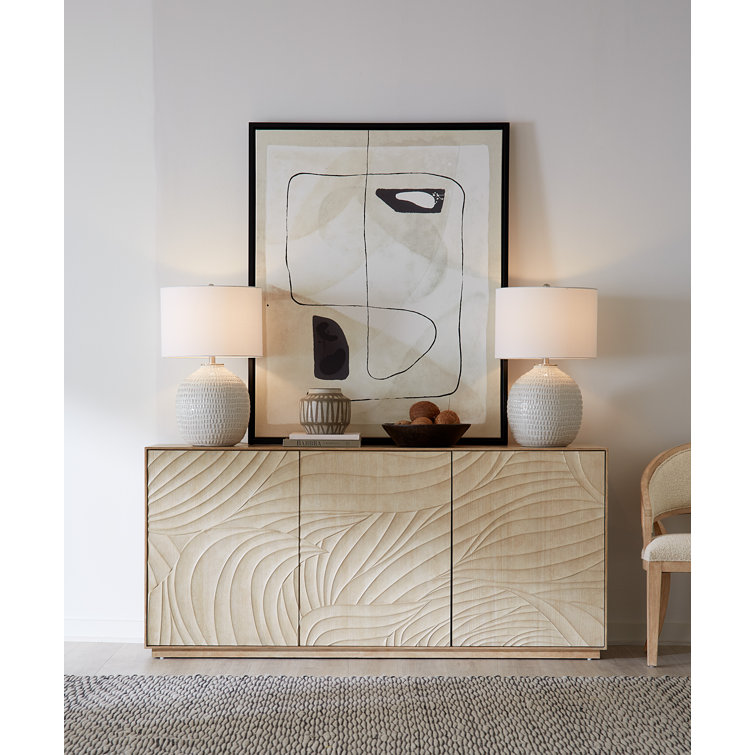 72-Inch Black Oak Veneer Transitional Entertainment Credenza