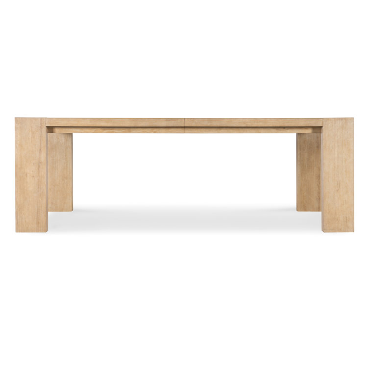 Beige Oak Veneer Extendable Rectangular Dining Table