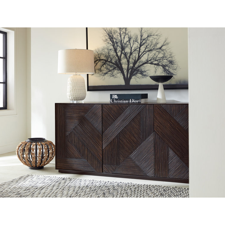 Black Sand 72'' Oak Veneer Media Console with Cabinet