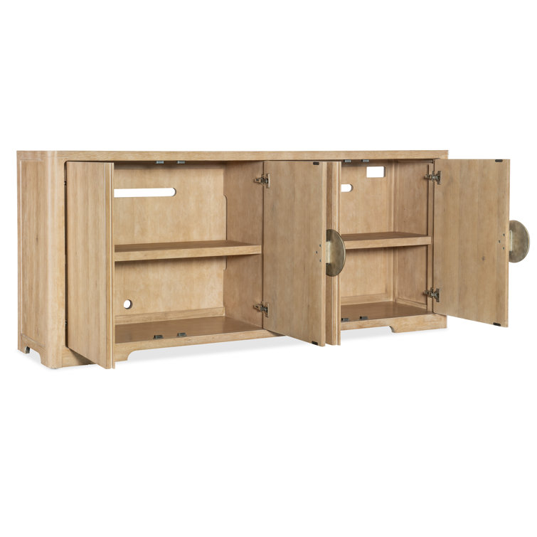 Beige Oak Transitional Media Console with Cabinet