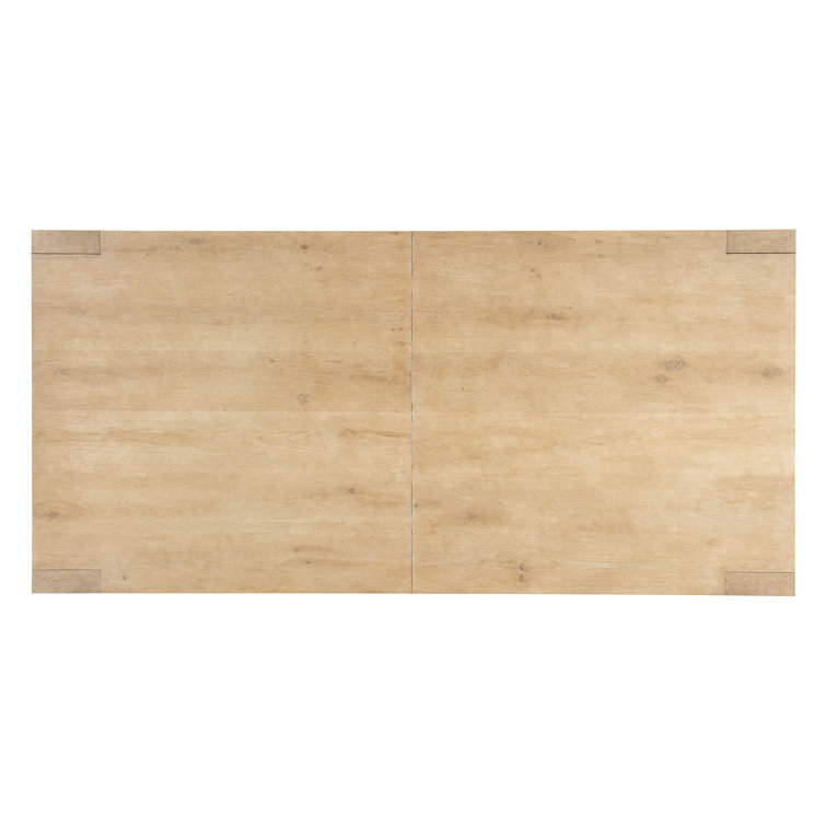 Beige Oak Veneer Extendable Rectangular Dining Table