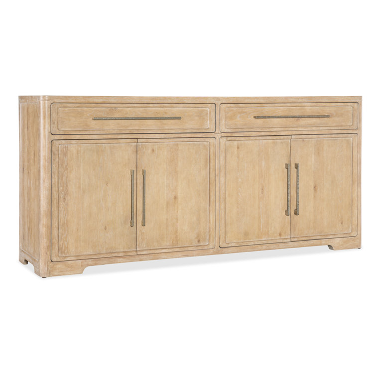 Beige Oak and Maple 80'' Transitional Buffet with Stone Inlay