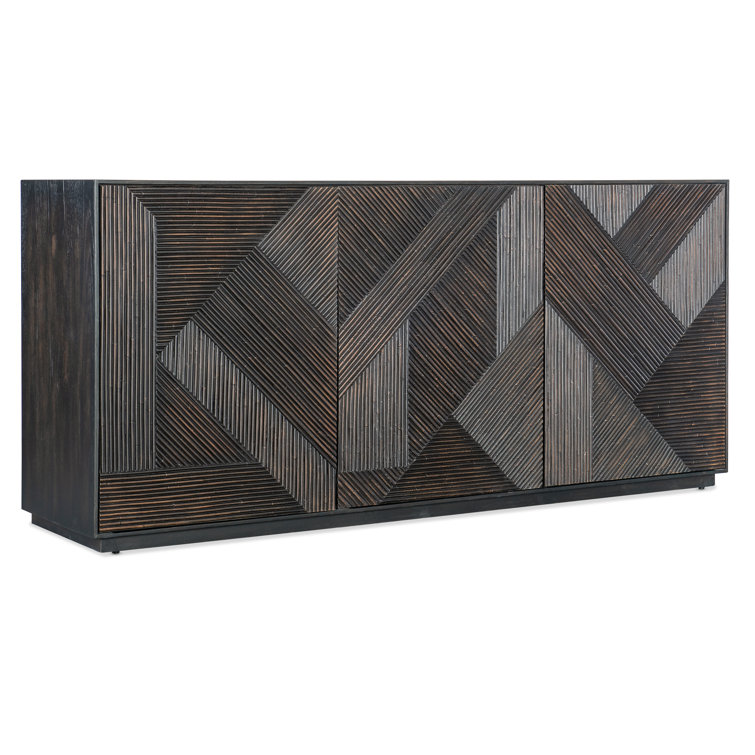 Black Sand 72'' Oak Veneer Media Console with Cabinet