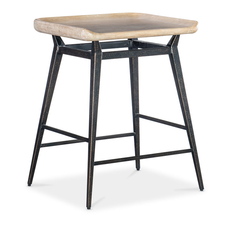 Dune Brown Wood and Metal Backless Stool