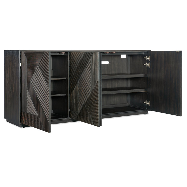 Black Sand 72'' Oak Veneer Media Console with Cabinet