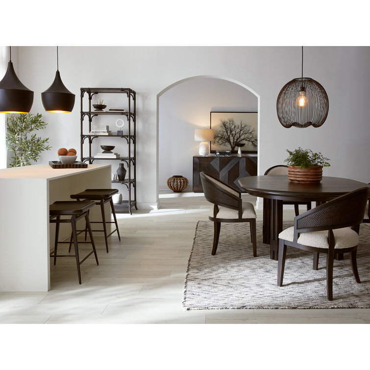Black Sand Round Extendable Wood Dining Table
