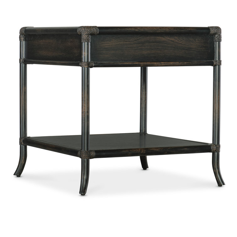 Black Sand Oak and Maple Veneer End Table with Storage