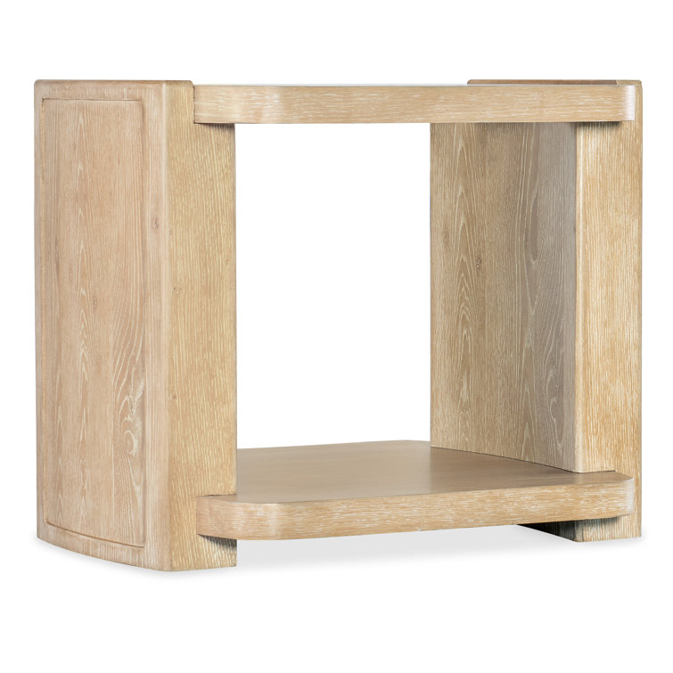 Sand Oak Veneer Rectangular End Table with Shelf