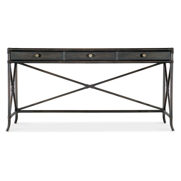 Black Sand Transitional Wood Console Table with Storage