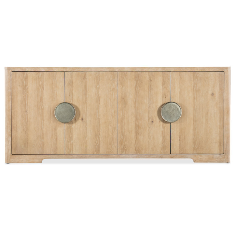 Beige Oak Transitional Media Console with Cabinet
