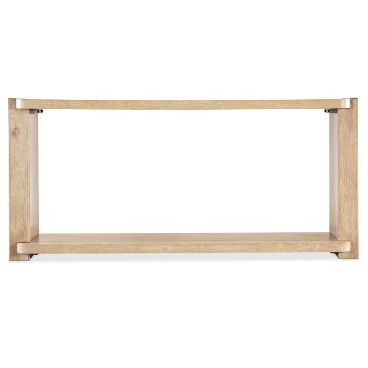 Beige Oak Veneer Rectangular Console Table with Storage