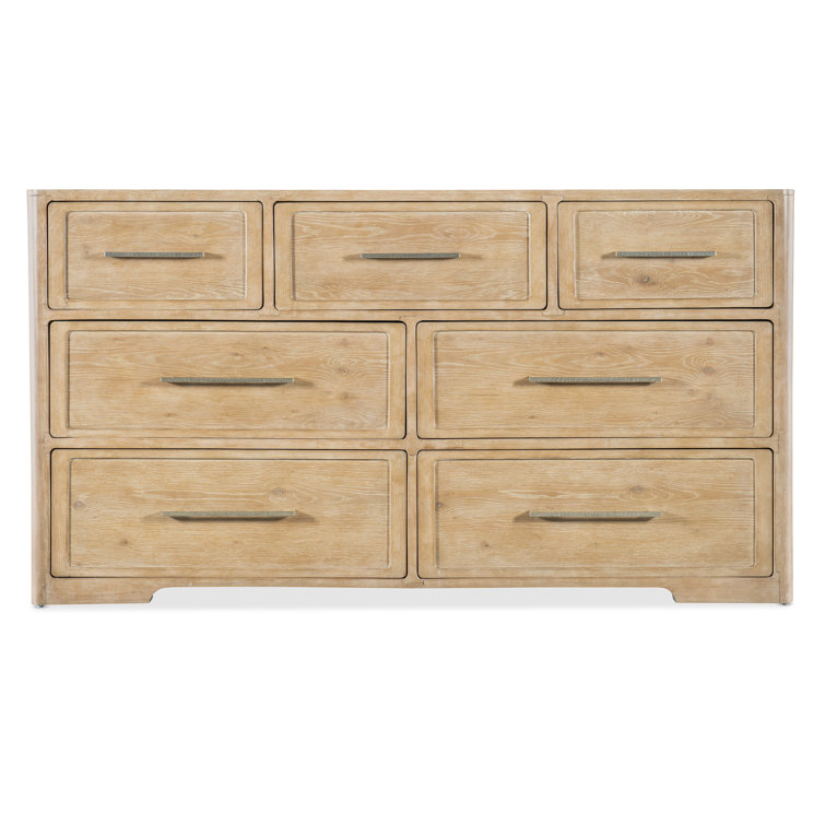 Beige Oak and Maple Transitional 7-Drawer Dresser