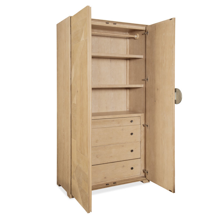 Dune Beige Oak and Maple Transitional Armoire