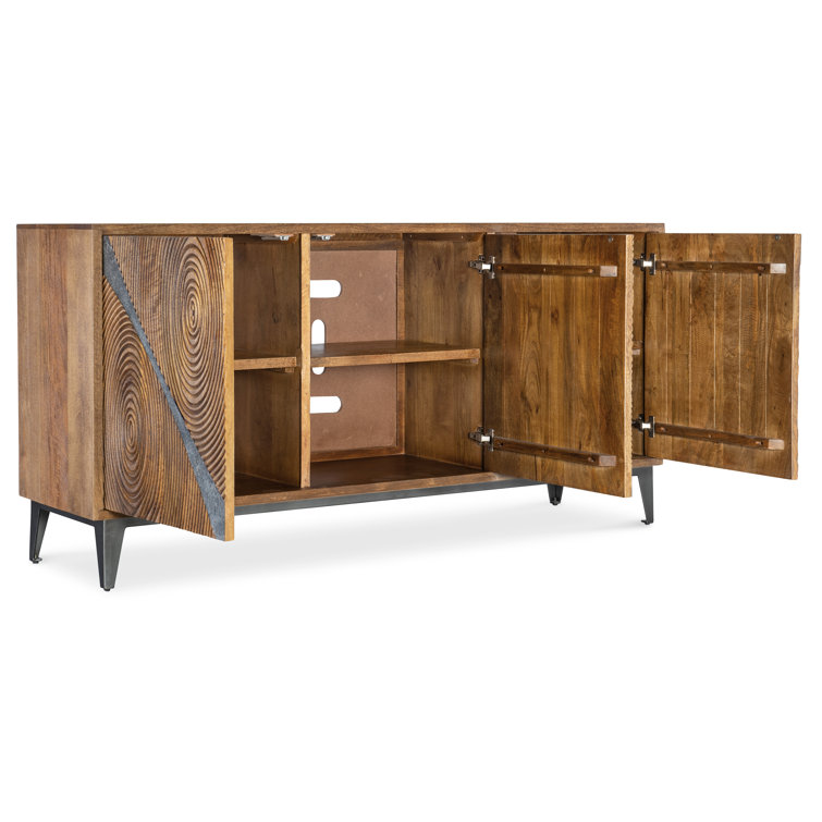 Medium Wood and Slate Mango Credenza with Iron Base