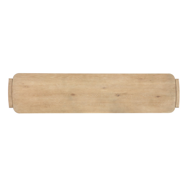 Beige Oak Veneer Rectangular Console Table with Storage