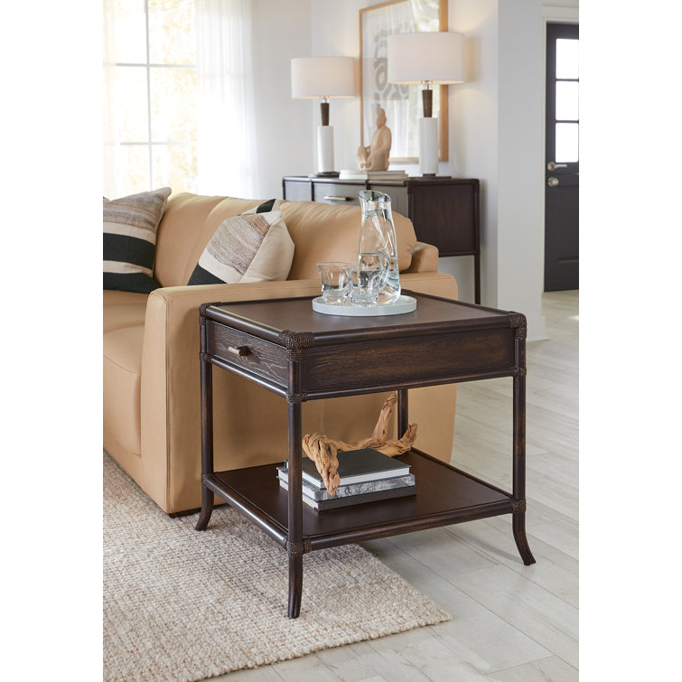 Black Sand Oak and Maple Veneer End Table with Storage