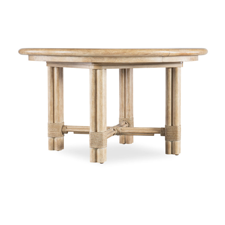 Dune Beige Round Extendable Wood Dining Table