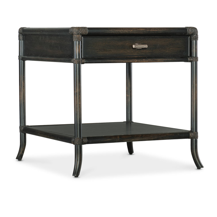 Black Sand Oak and Maple Veneer End Table with Storage