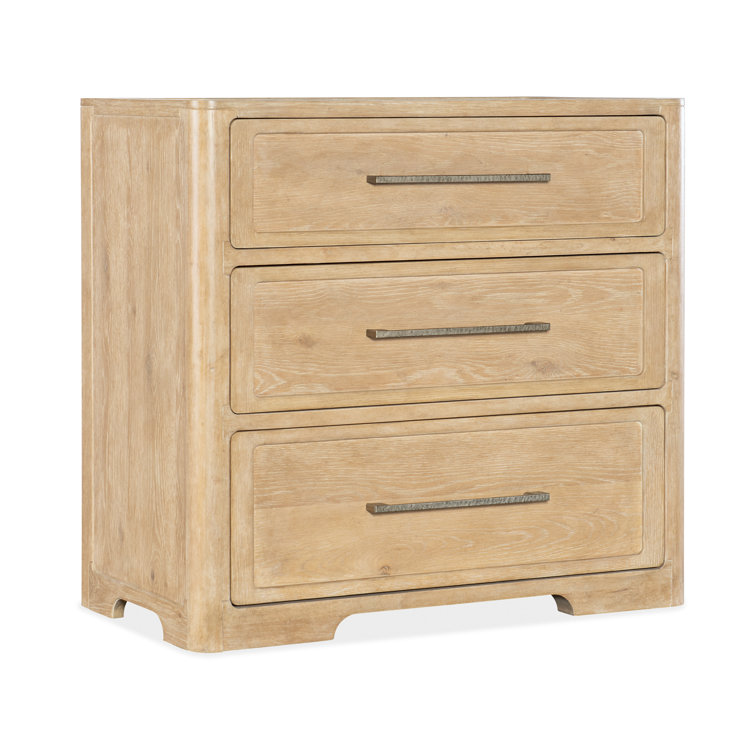 Beige Oak and Maple 3-Drawer Transitional Nightstand