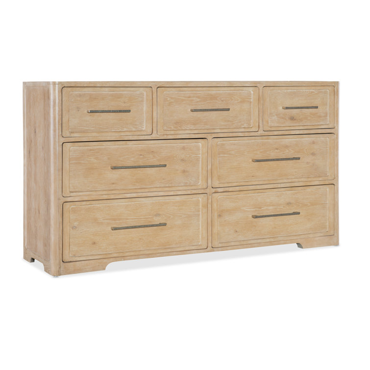 Beige Oak and Maple Transitional 7-Drawer Dresser