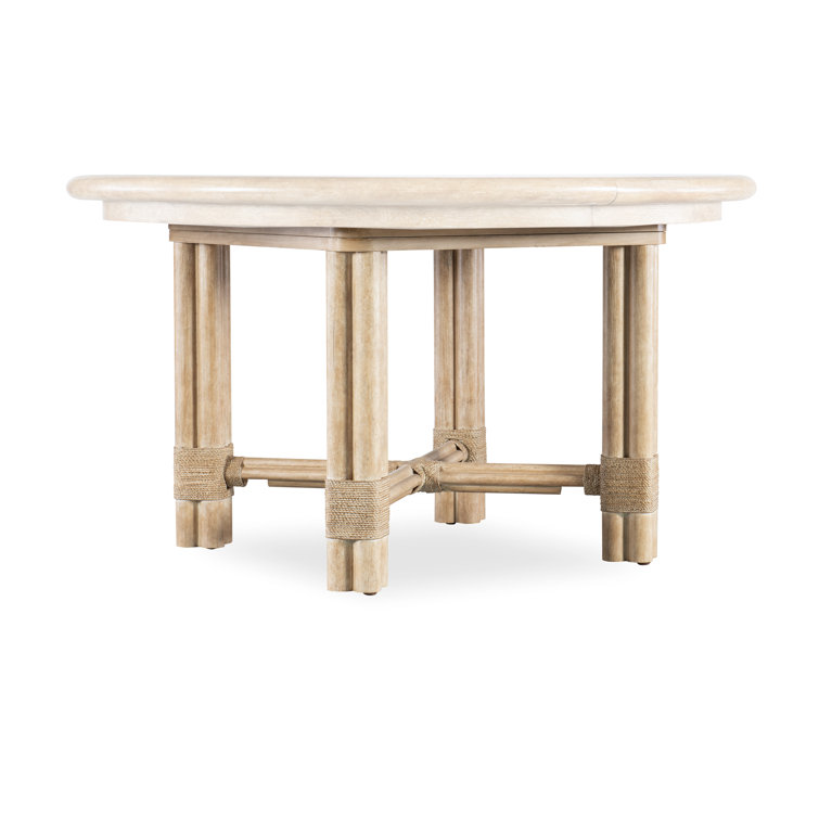 Dune Beige Round Extendable Wood Dining Table
