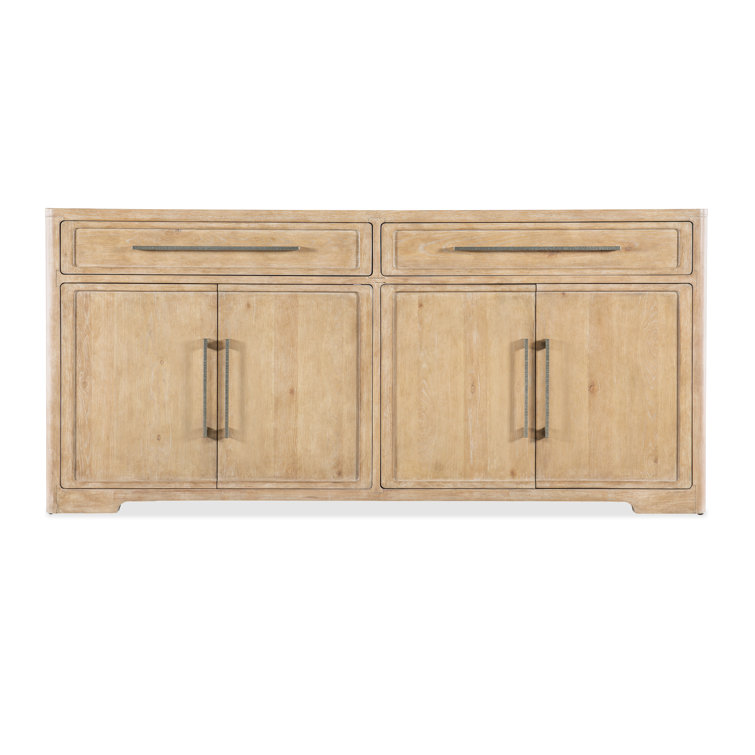 Beige Oak and Maple 80'' Transitional Buffet with Stone Inlay