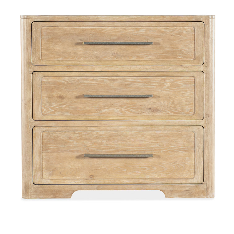 Beige Oak and Maple 3-Drawer Transitional Nightstand
