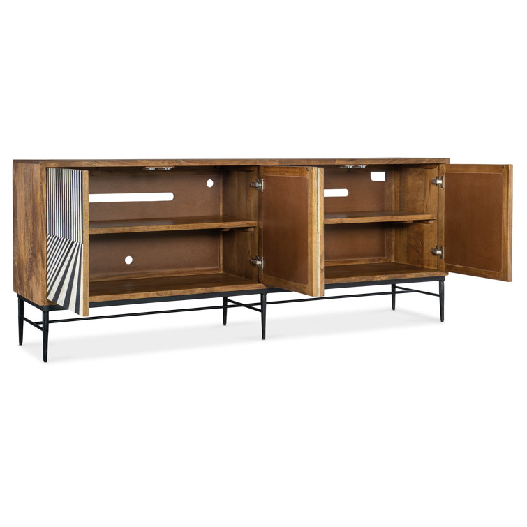 Black and White Mango Wood Credenza with Bone Inlay