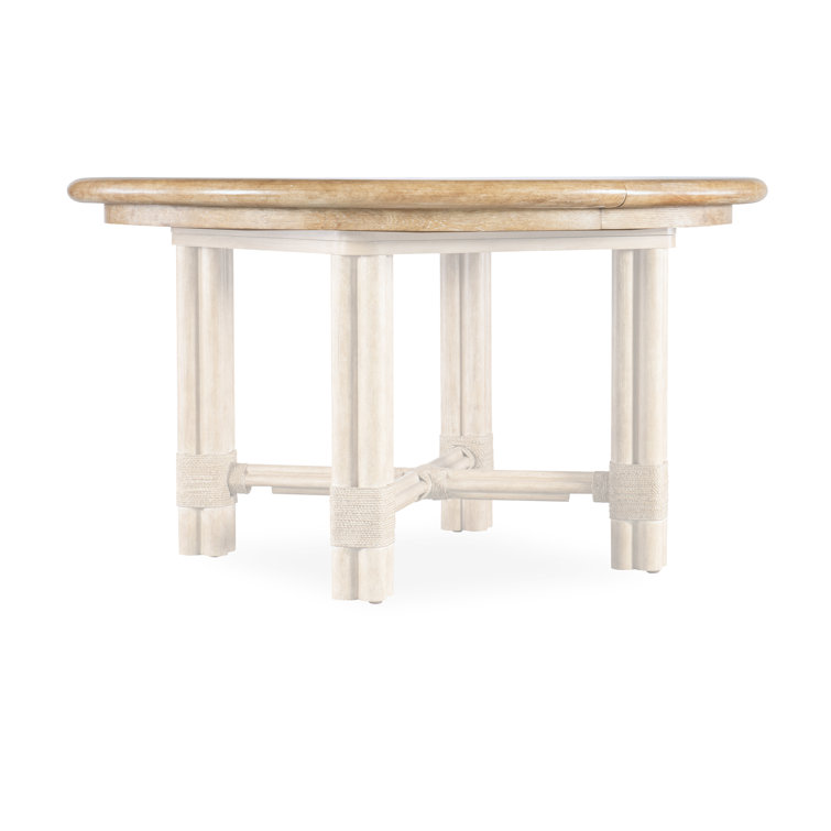 Dune Beige Round Extendable Wood Dining Table