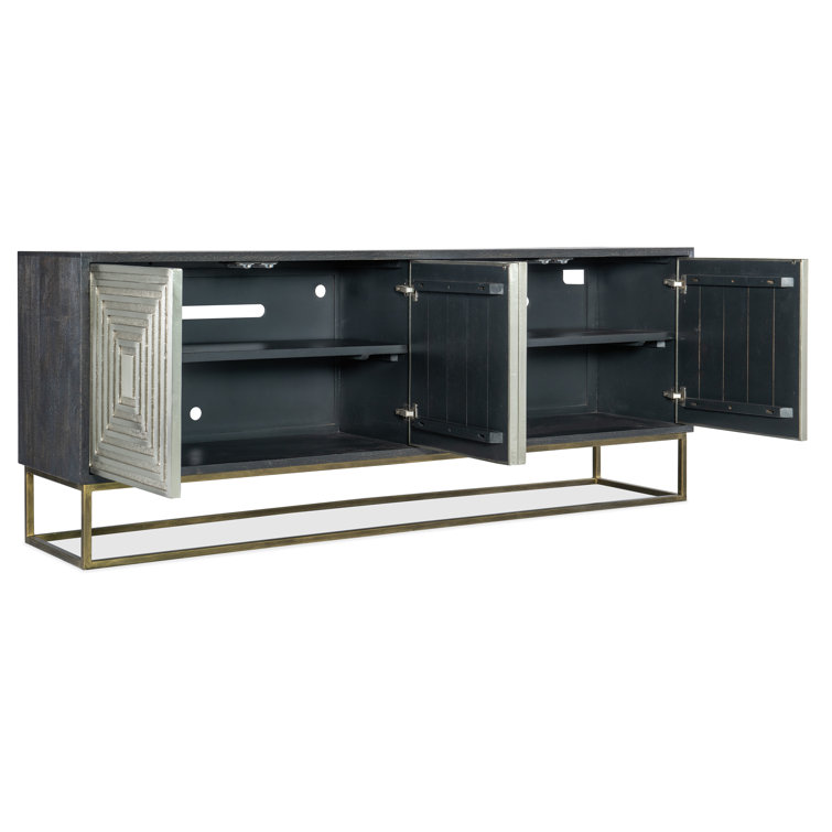 Black and Silver Mango Wood Credenza with Pewter Base