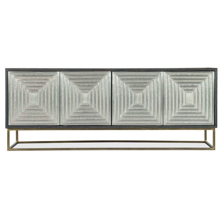 Black and Silver Mango Wood Credenza with Pewter Base