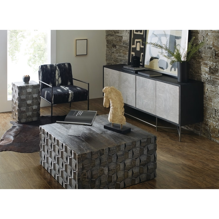 Chiseled Square Brown Mango Wood Coffee Table