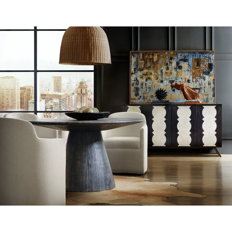 Black and White Bone Inlay Transitional Credenza