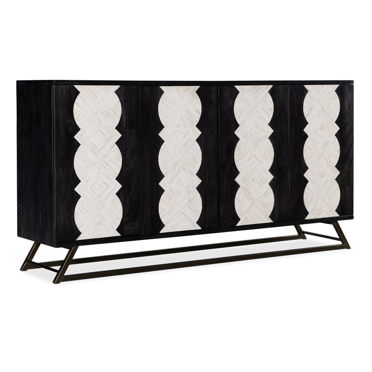 Black and White Bone Inlay Transitional Credenza
