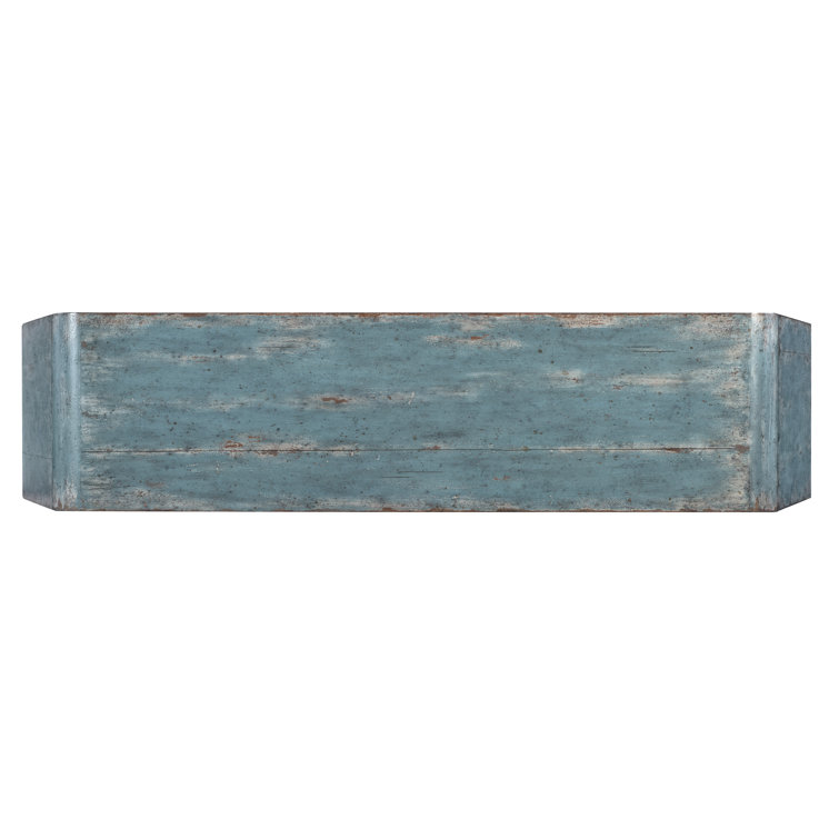 Blue Distressed Wood Rectangular Console Table with Storage
