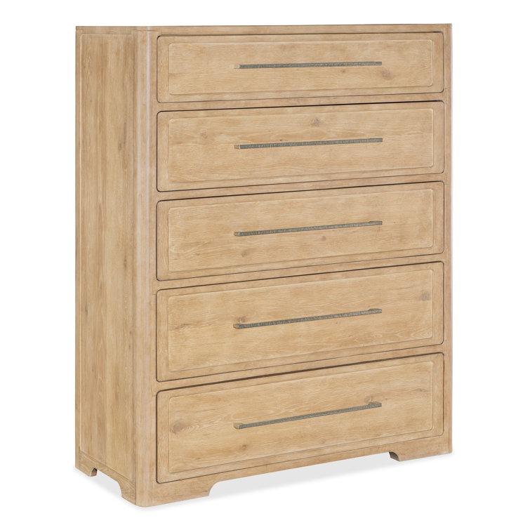 Beige Oak and Maple 5-Drawer Vertical Dresser