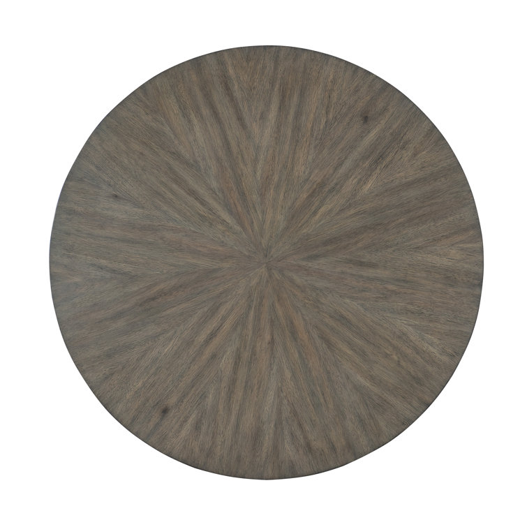 Round Brown Wood and Metal Cocktail Table with Storage