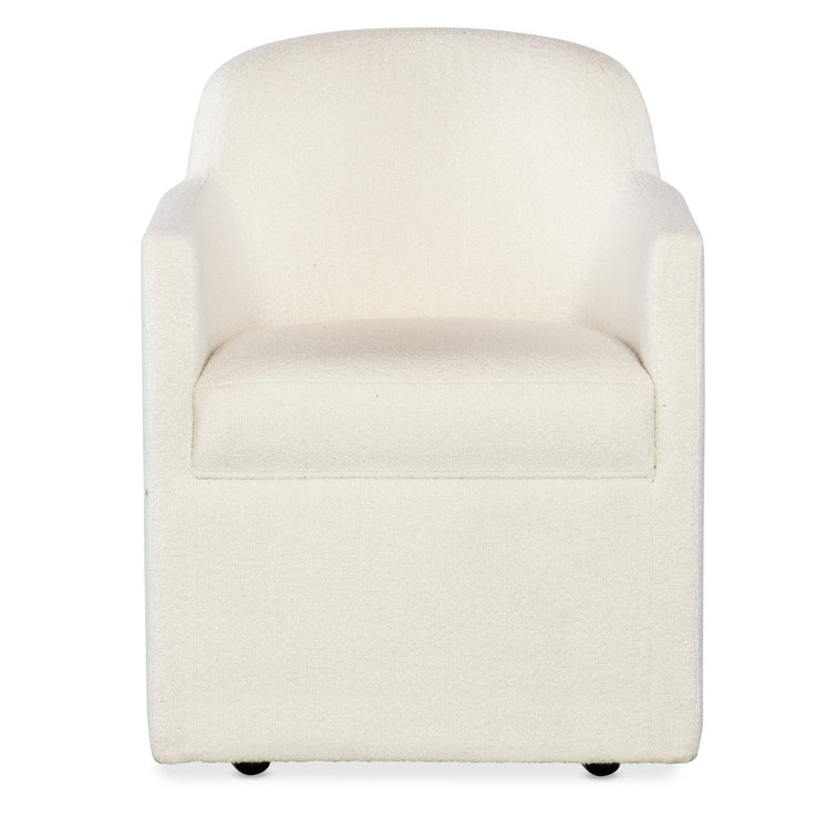 White Barrel-Back Leather Upholstered Armchair
